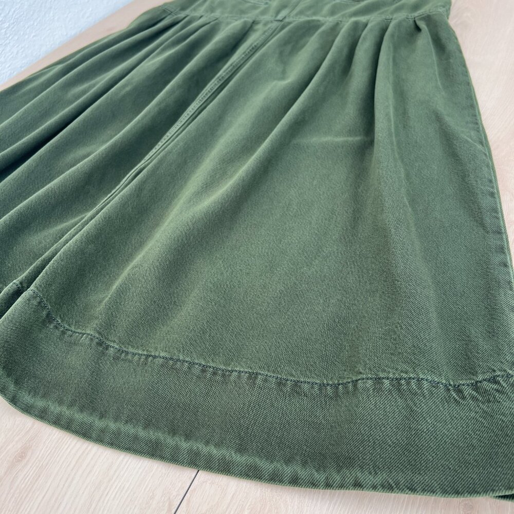 NWT Anthropologie Pilcro Pleated Basque-Waist Olive Green Denim Midi Skirt Sz 16 - Picture 9 of 14